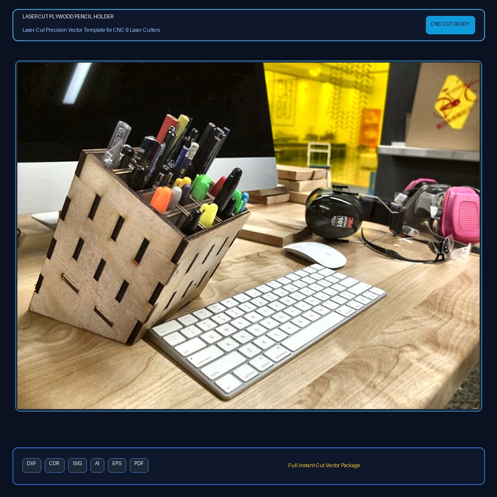 Laser Cut Plywood Pencil Holder