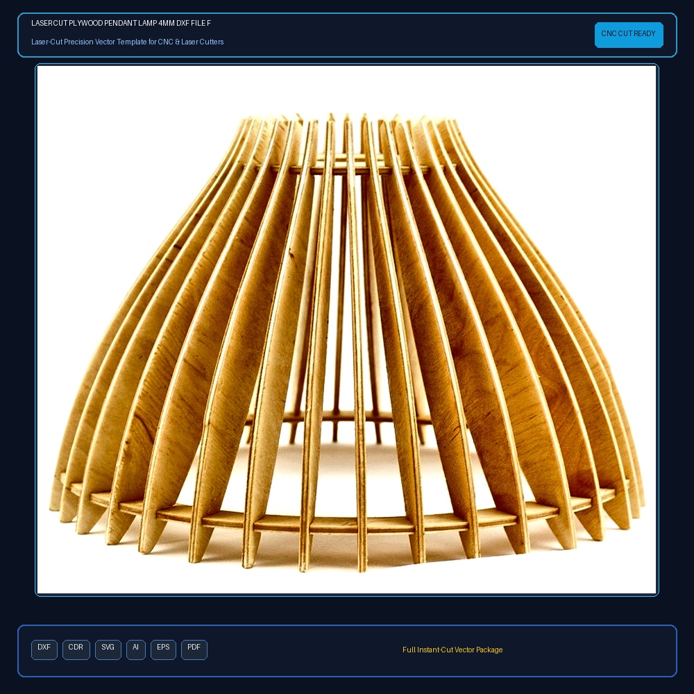 Laser Cut Plywood Pendant Lamp 4mm DXF File Free Download