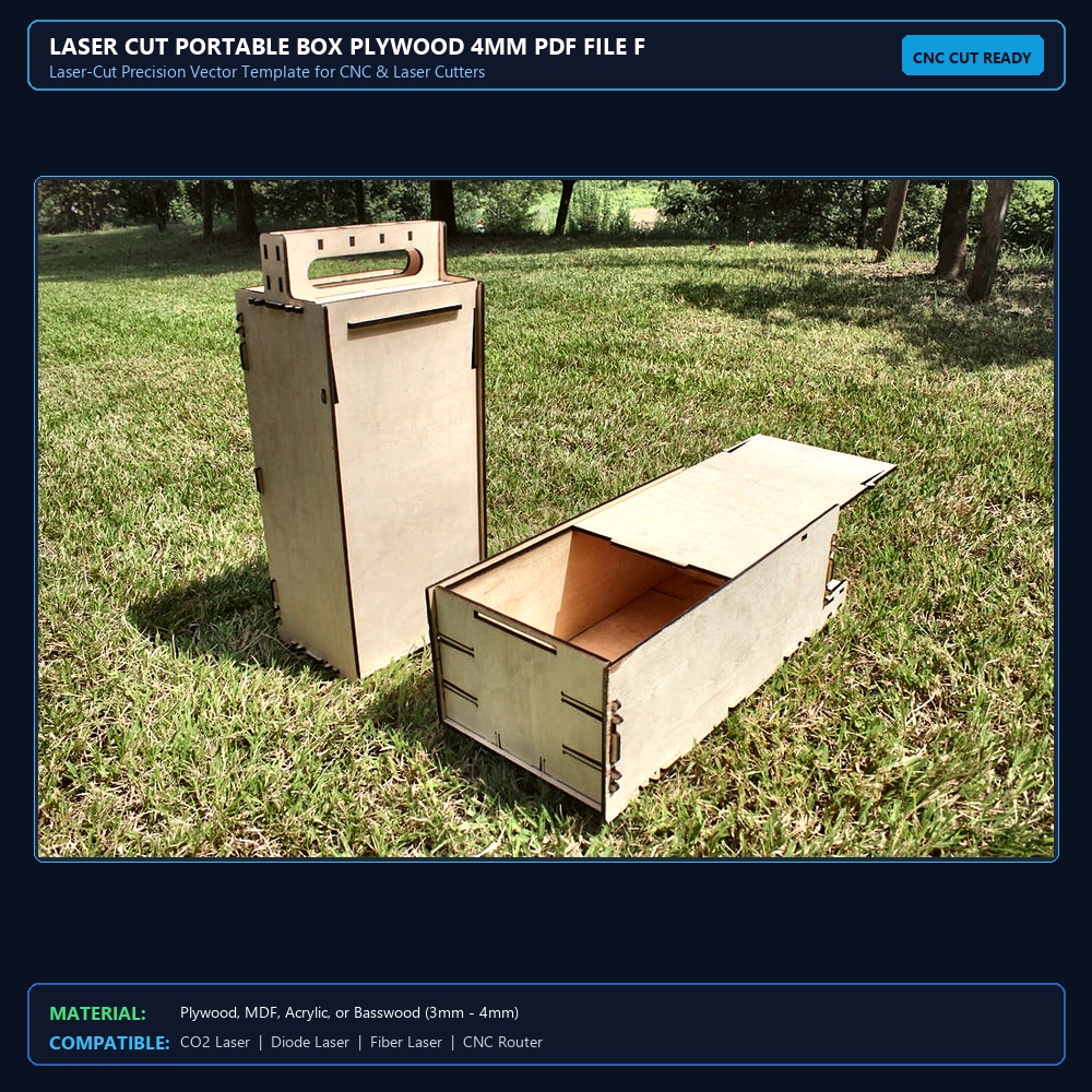 Laser Cut Portable Box Plywood 4mm PDF File Free Download View 2