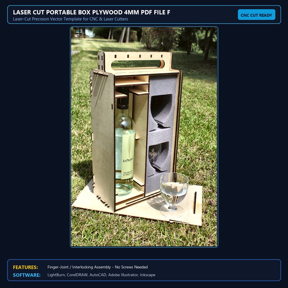 Laser Cut Portable Box Plywood 4mm PDF File Free Download View 3
