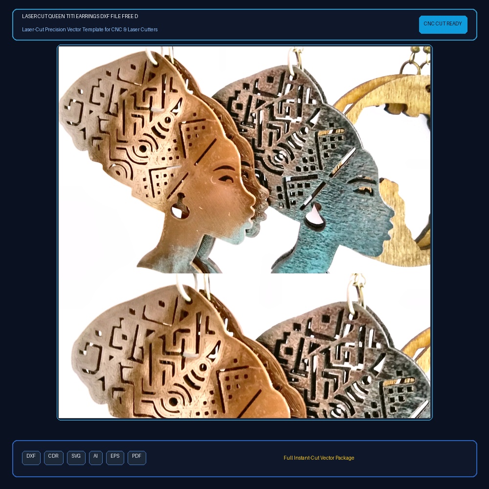Laser Cut Queen Titi Earrings DXF File Free Download
