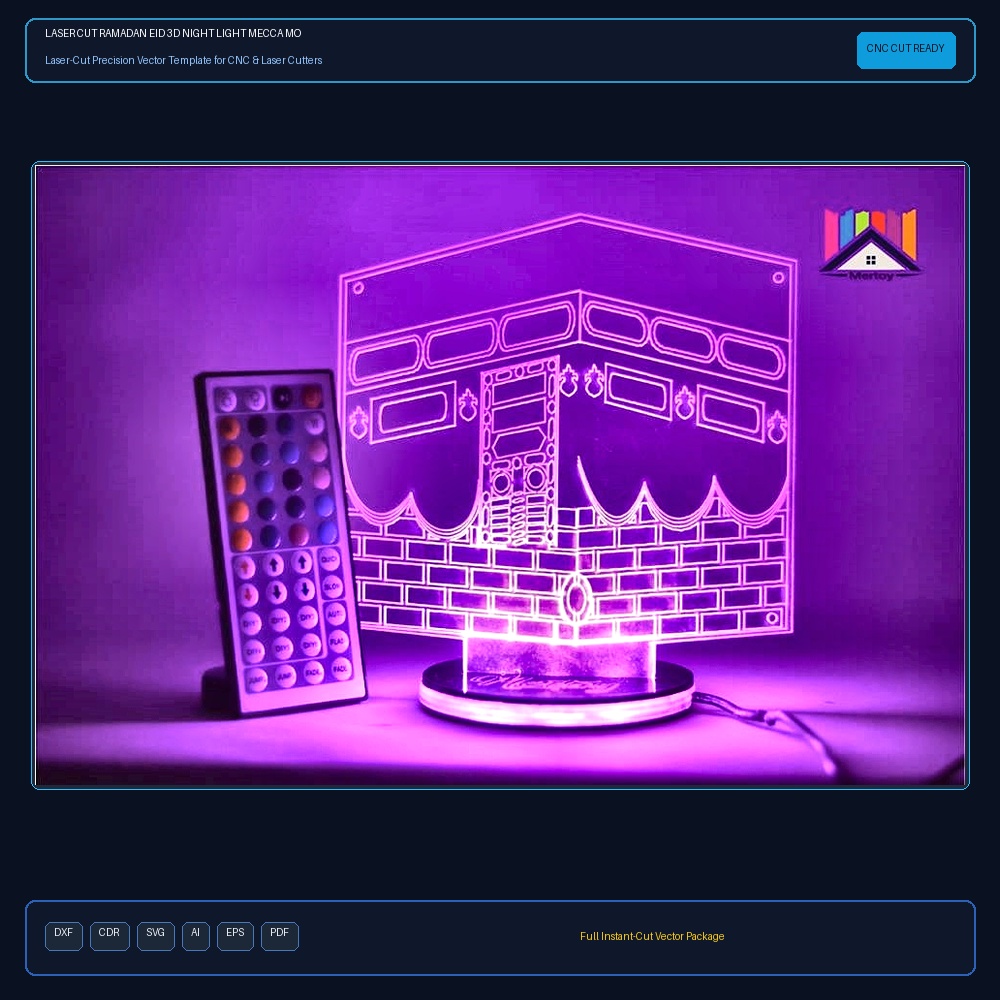 Laser Cut Ramadan Eid 3D Night Light Mecca Mosque Islamic Muslim