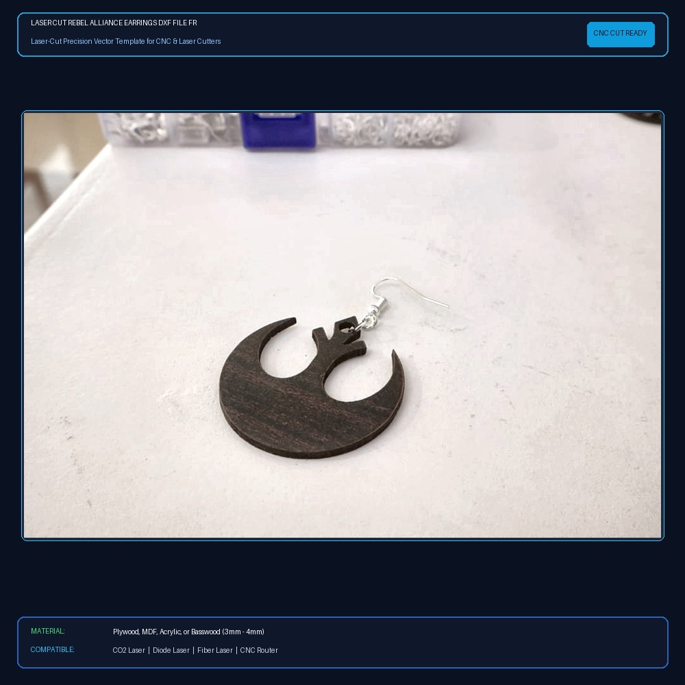 Laser Cut Rebel Alliance Earrings DXF File Free Download View 2