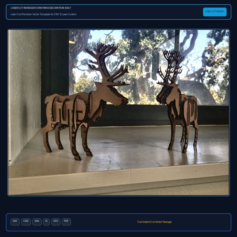 Laser Cut Reindeer Christmas Decoration SVG File Free Download