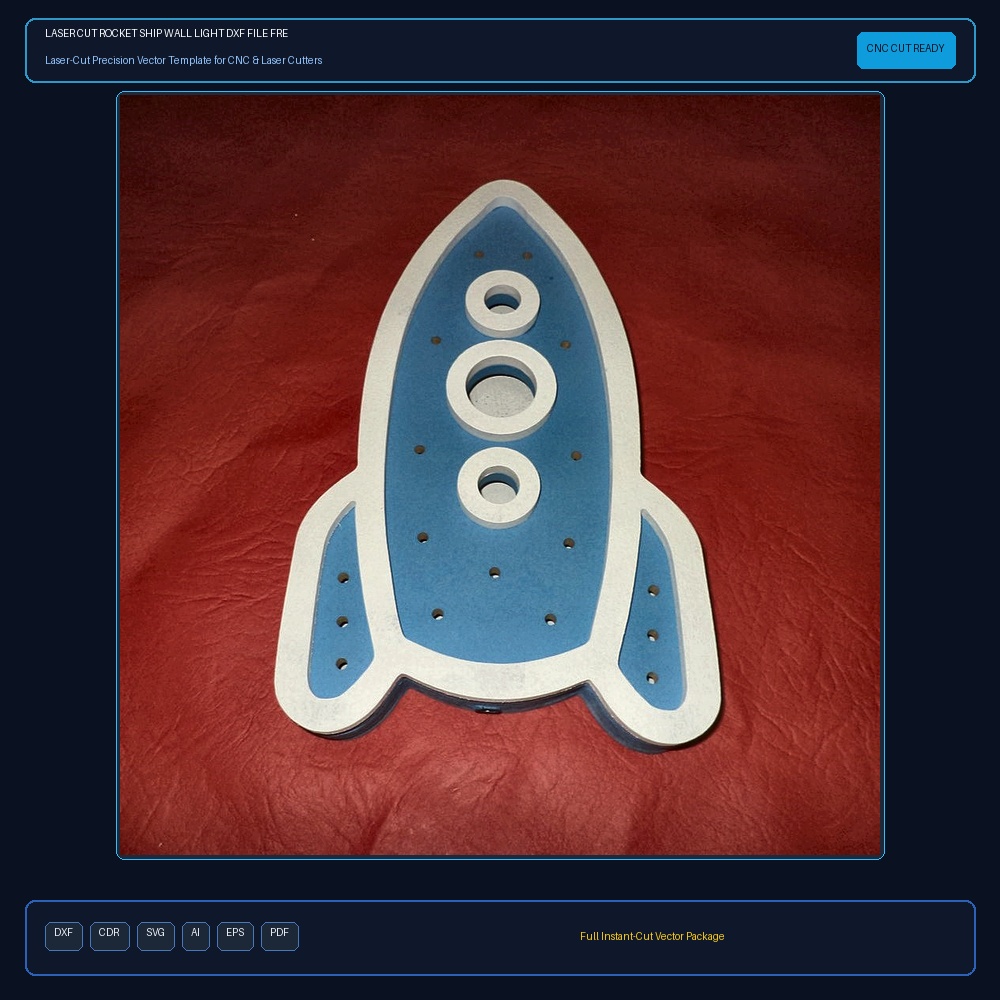 Laser Cut Rocket Ship Wall Light DXF File Free Download