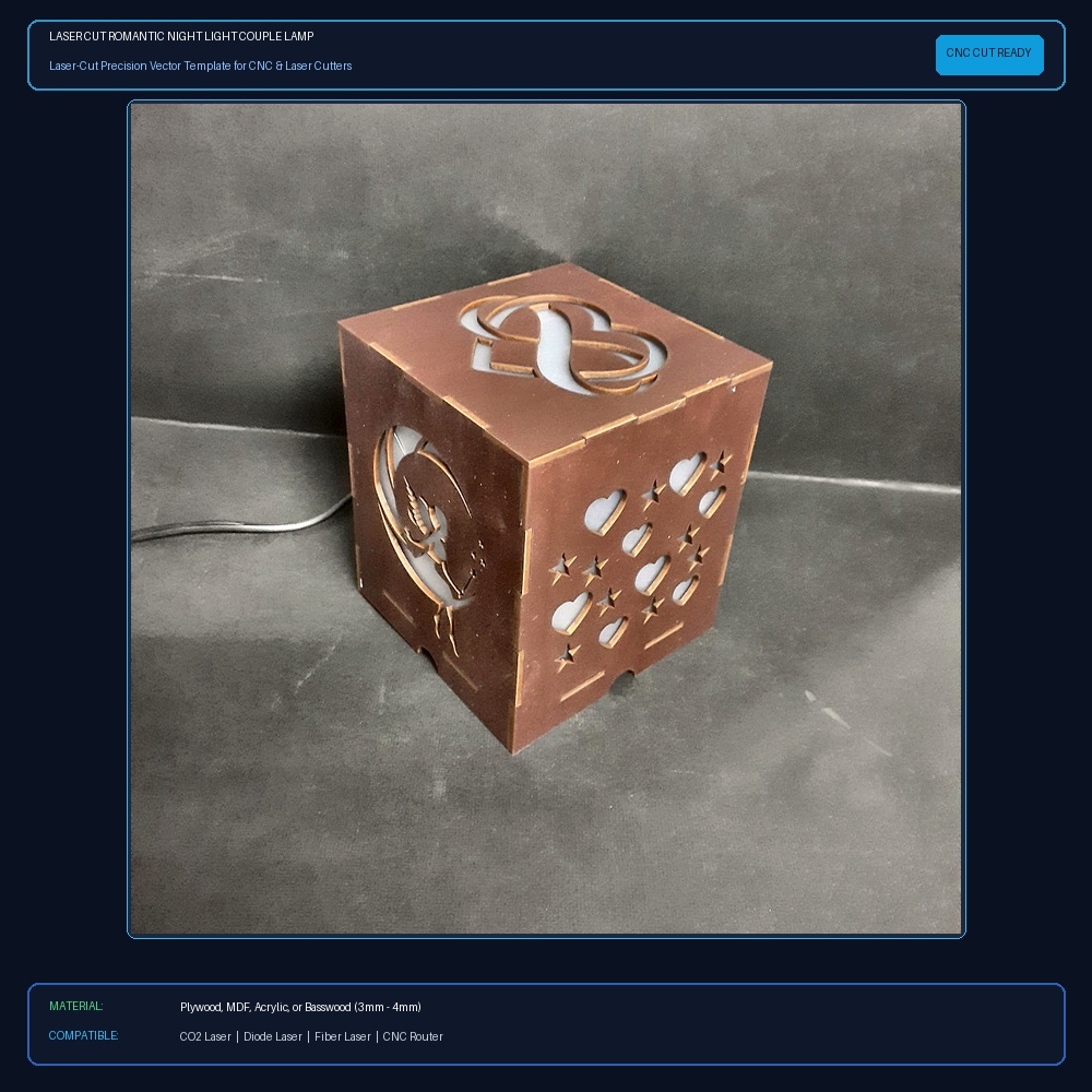 Laser Cut Romantic Night Light Couple Lamp View 2