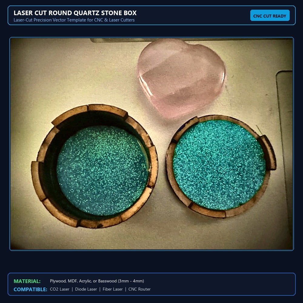 Laser Cut Round Quartz Stone Box View 2