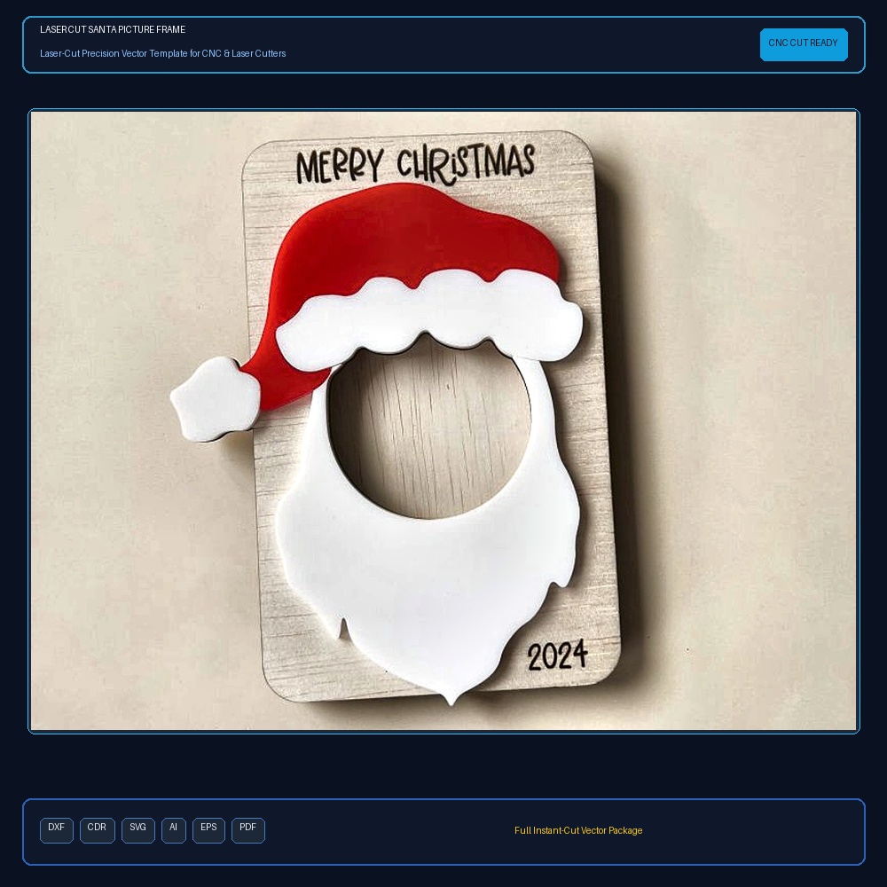 Laser Cut Santa Picture Frame