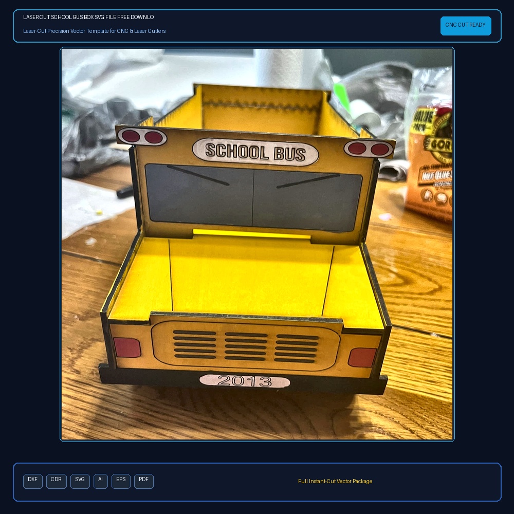 Laser Cut School Bus Box SVG File Free Download