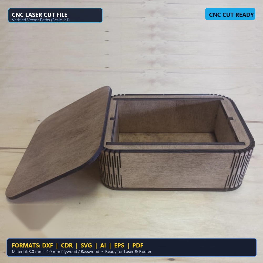 Laser Cut Shallow Valet Tray & Jewelry Box - DXF, CDR, SVG
