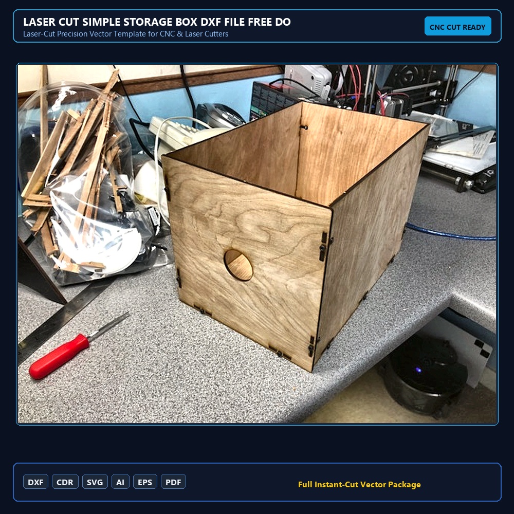 Laser Cut Simple Storage Box DXF File Free Download