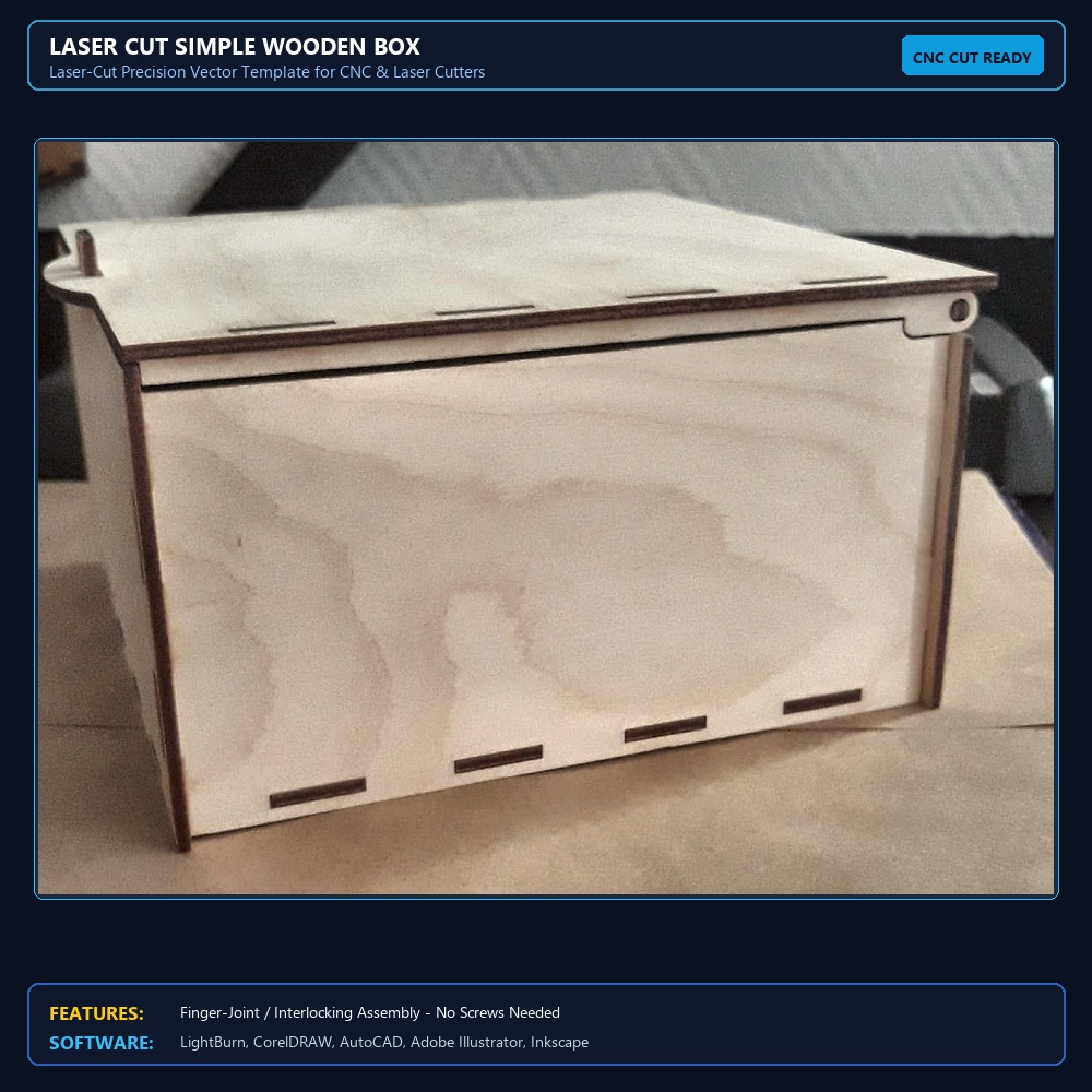 Laser Cut Simple Wooden Box View 3