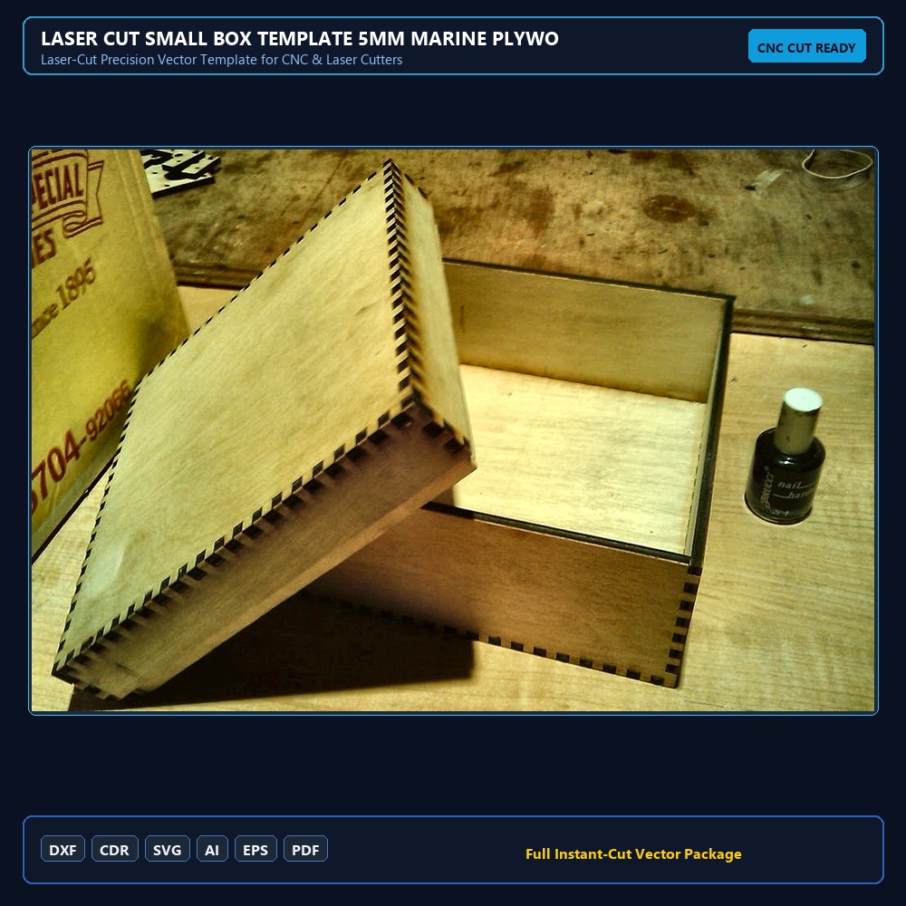 Laser Cut Small Box Template 5mm Marine Plywood DXF File Free Download