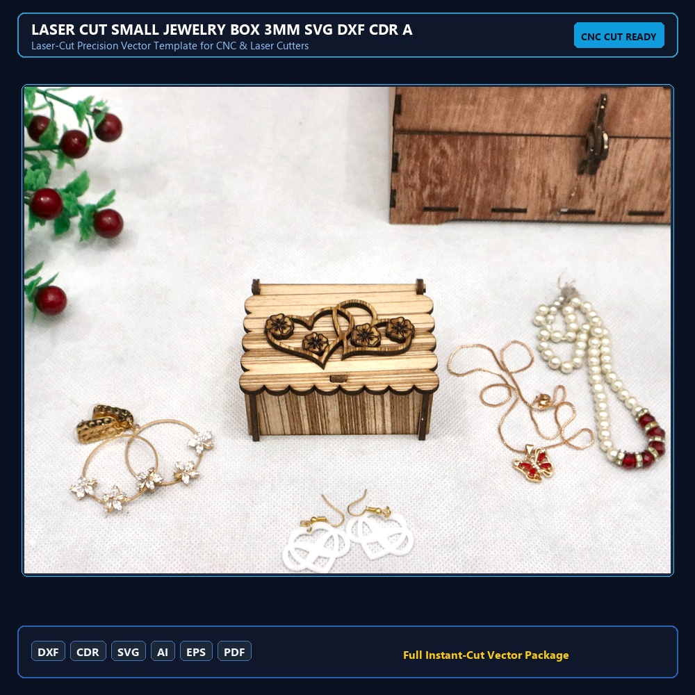 Laser Cut Small Jewelry Box 3mm SVG DXF CDR AI PDF Free Download