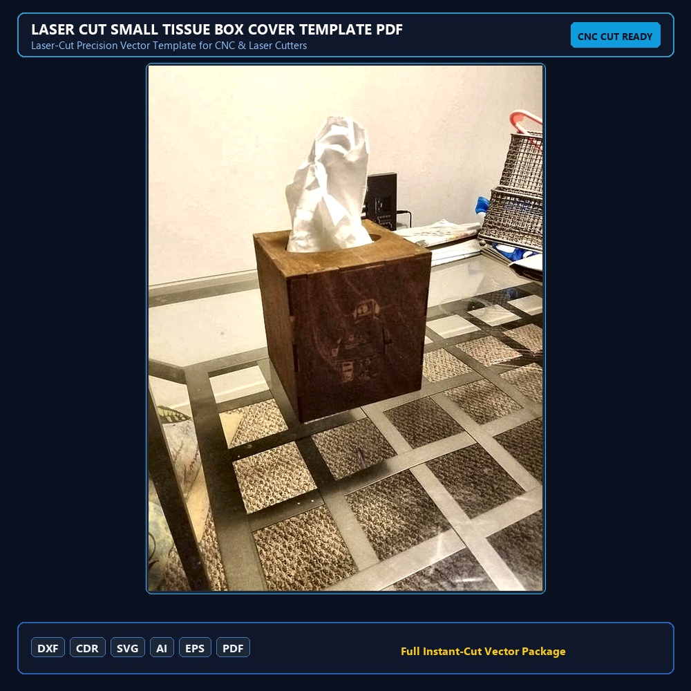 Laser Cut Small Tissue Box Cover Template
