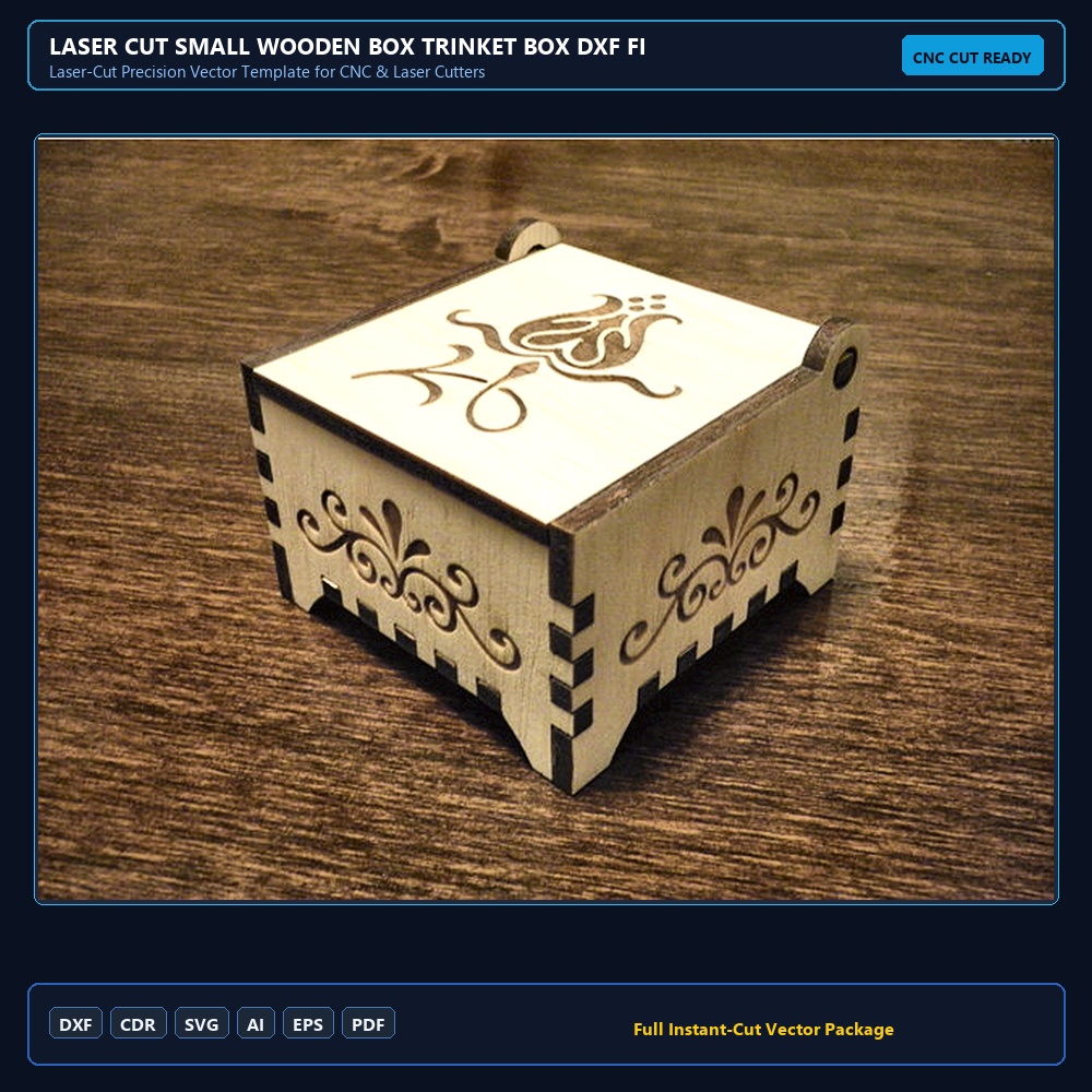 Laser Cut Small Wooden Box Trinket Box DXF File Free Download