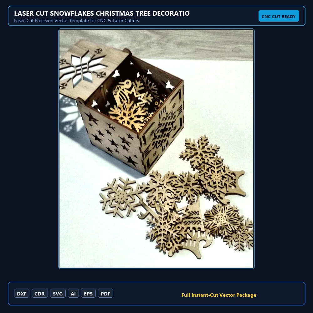 Laser Cut Snowflakes Christmas Tree Decoration Box