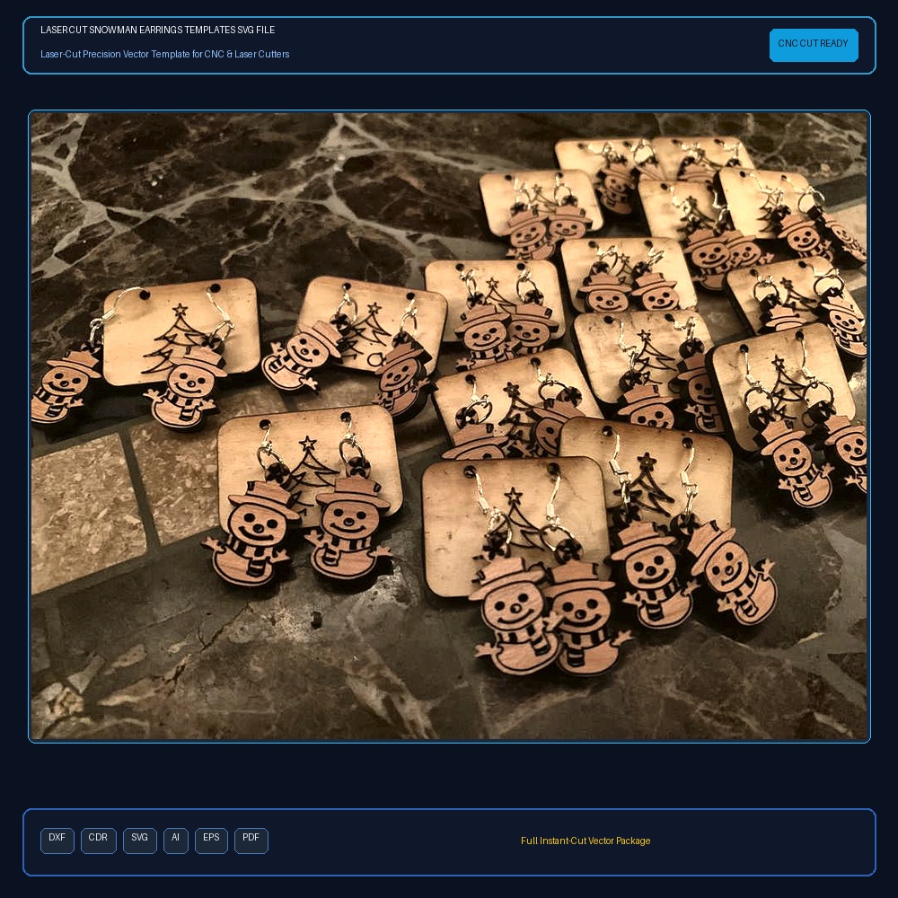 Laser Cut Snowman Earrings Templates