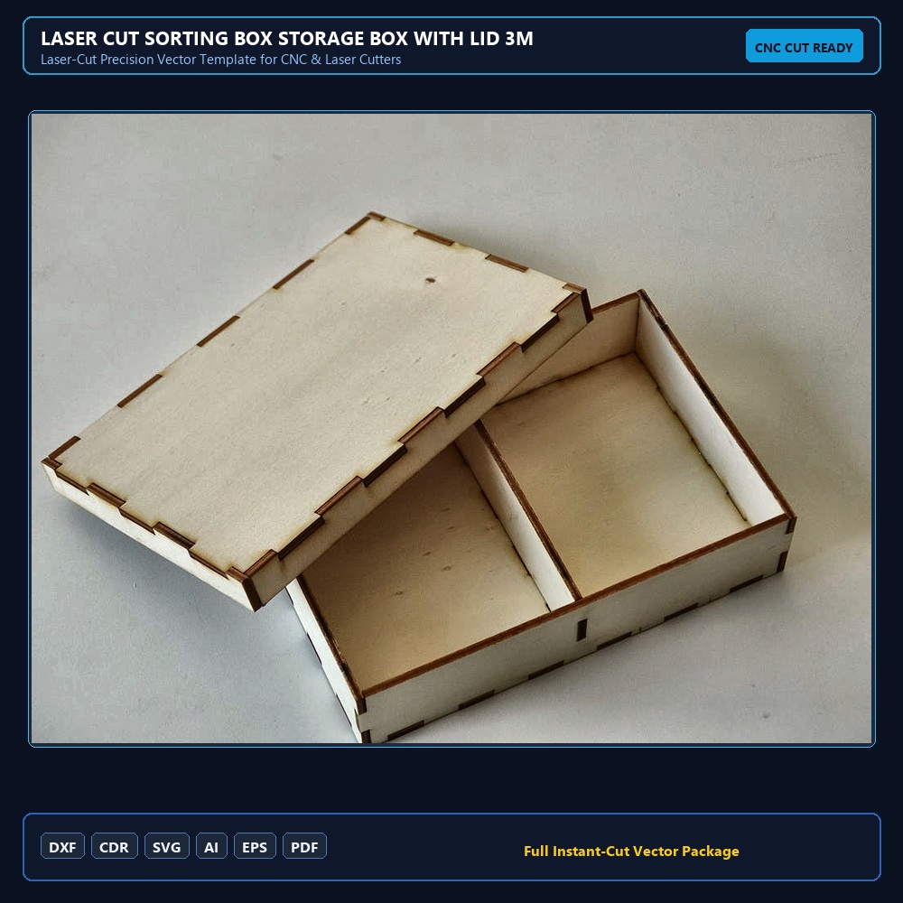Laser Cut Sorting Box Storage Box With Lid 3mm DXF File Free Download