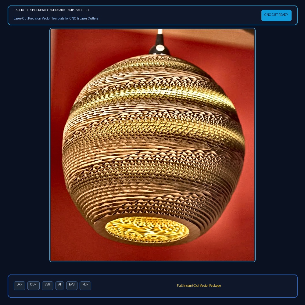 Laser Cut Spherical Cardboard Lamp SVG File Free Download