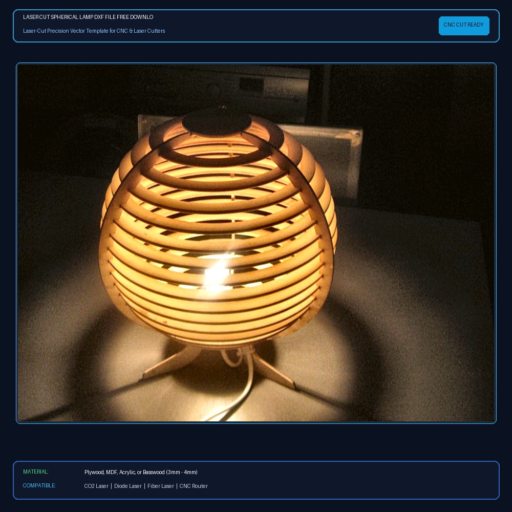 Laser Cut Spherical Lamp DXF File Free Download View 2
