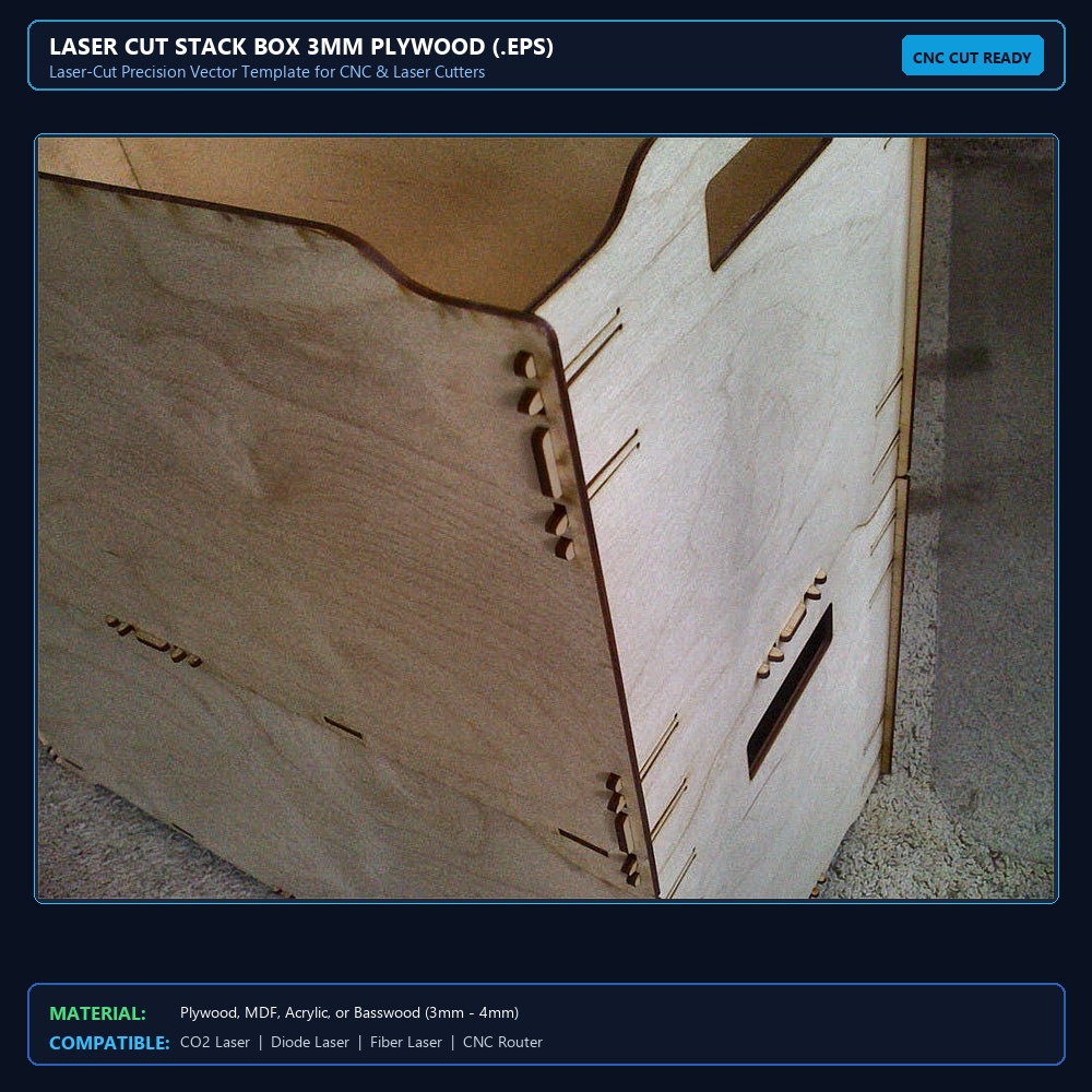 Laser Cut Stack Box 3mm Plywood (.eps) View 2