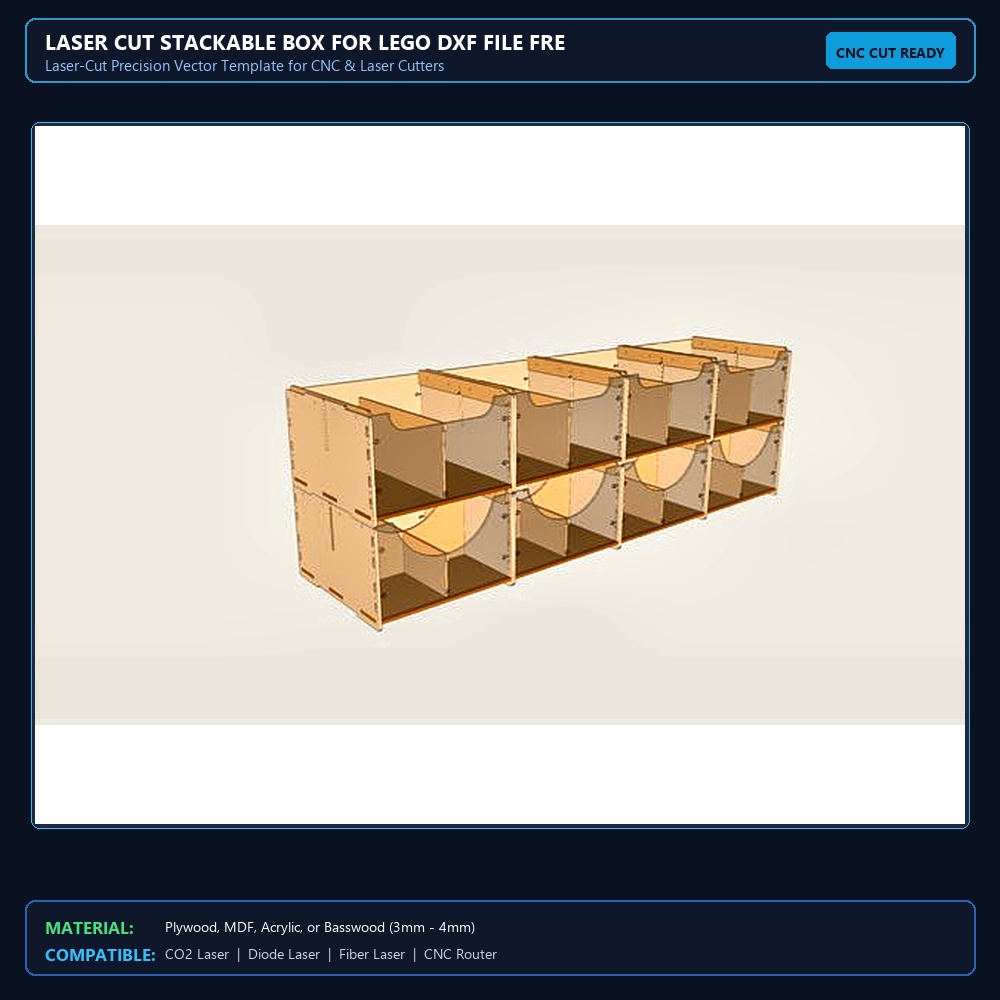 Laser Cut Stackable Box For Lego DXF File Free Download View 2
