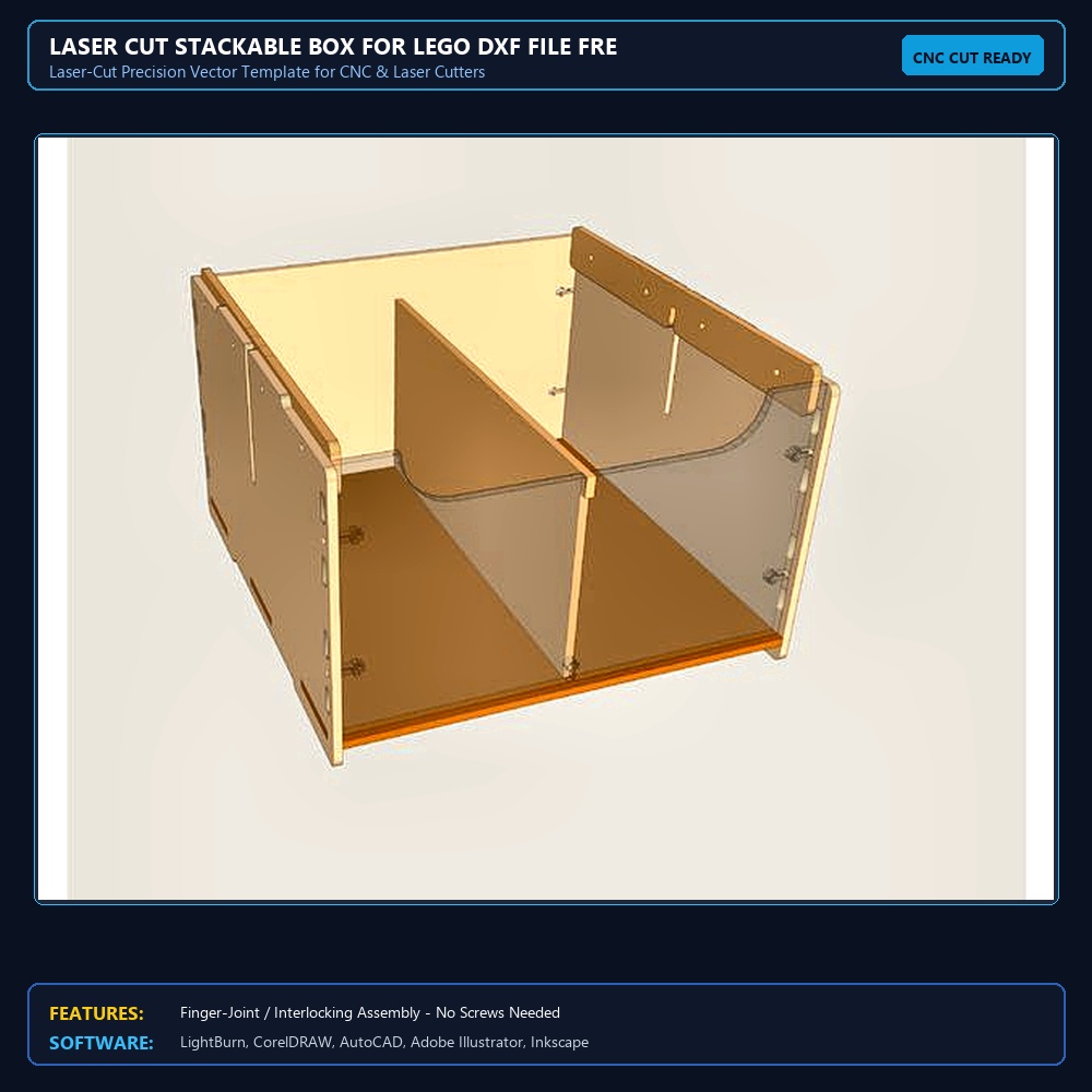 Laser Cut Stackable Box For Lego DXF File Free Download View 4