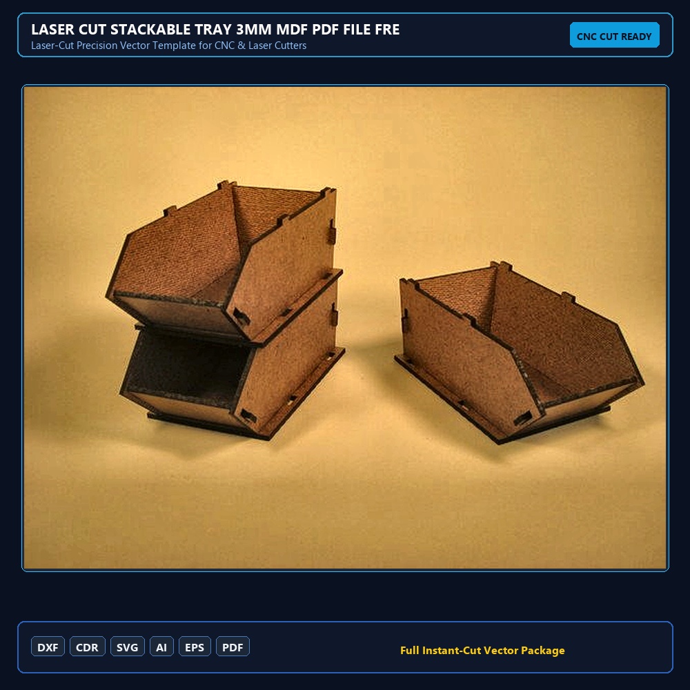 Laser Cut Stackable Tray 3mm MDF PDF File Free Download