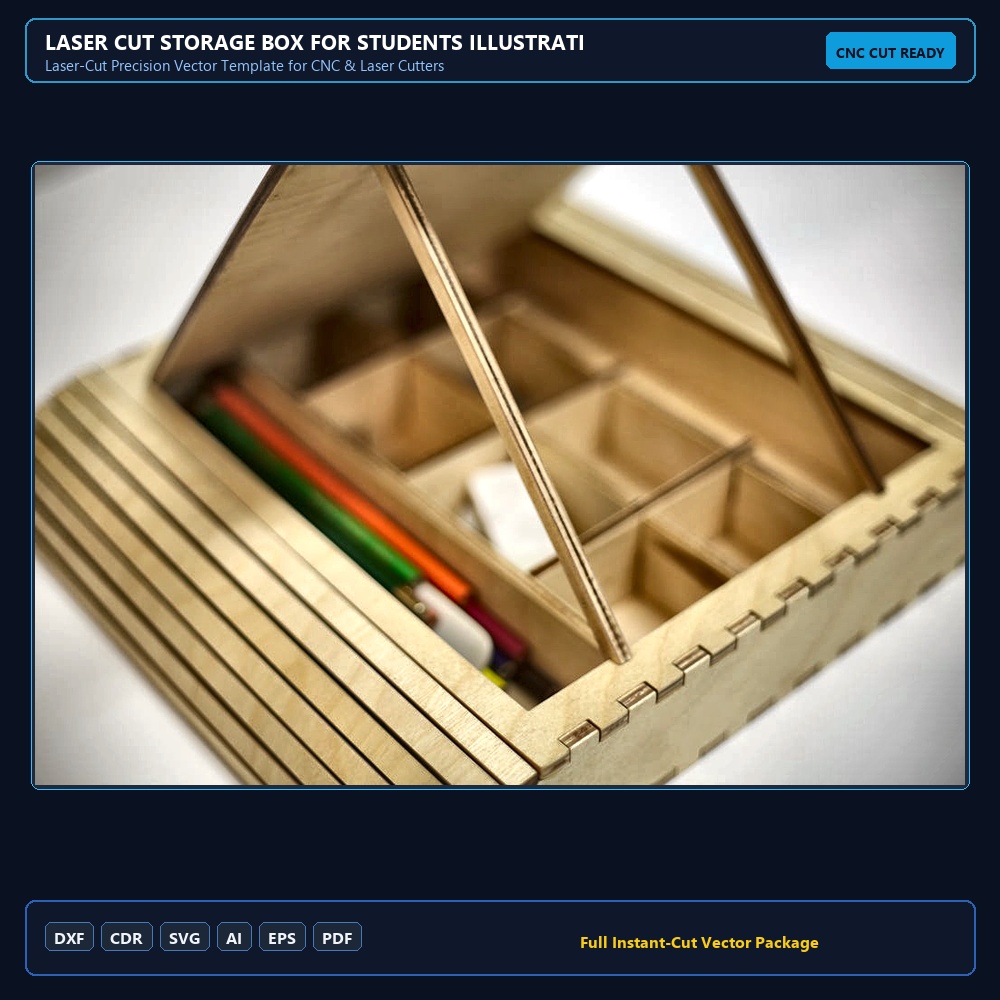 Laser Cut Storage Box For Students Illustration (.ai) vector file free download