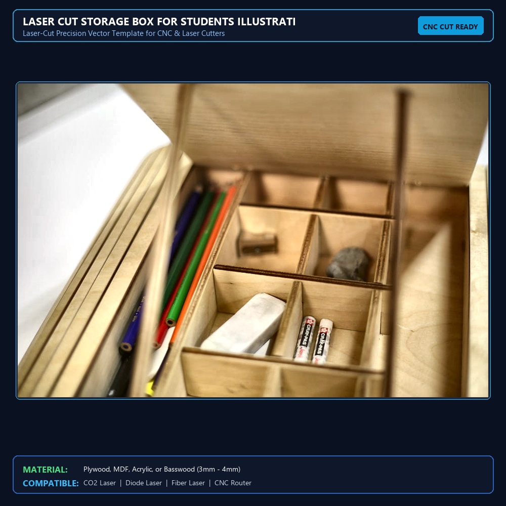 Laser Cut Storage Box For Students Illustration (.ai) vector file free download View 2