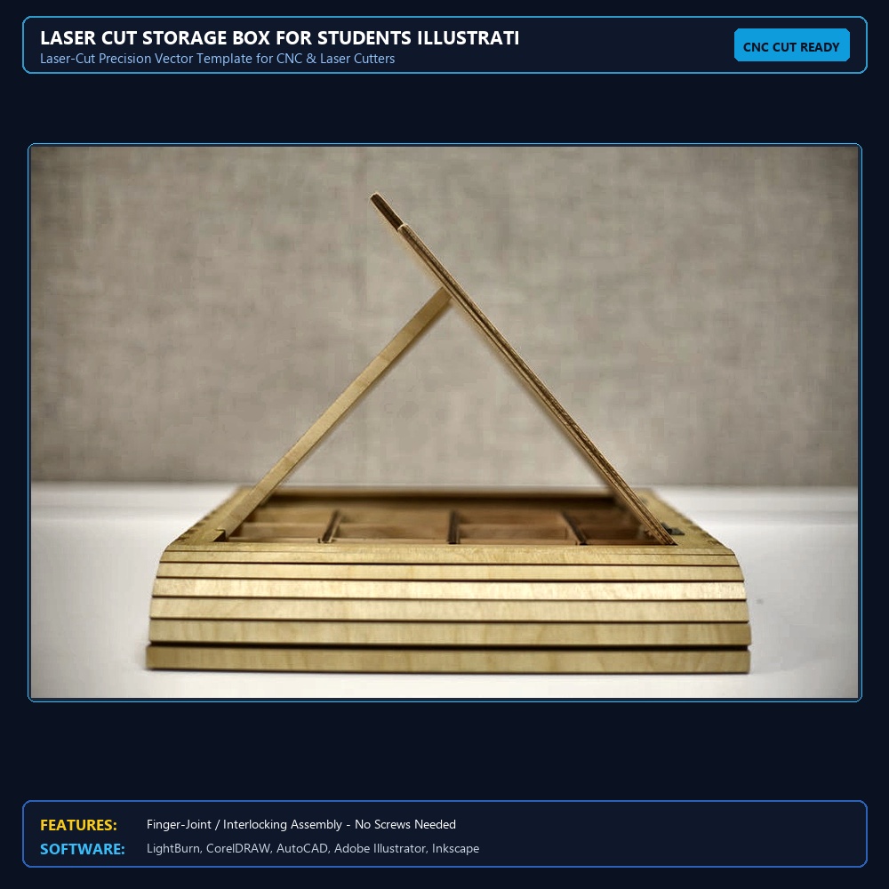 Laser Cut Storage Box For Students Illustration (.ai) vector file free download View 3