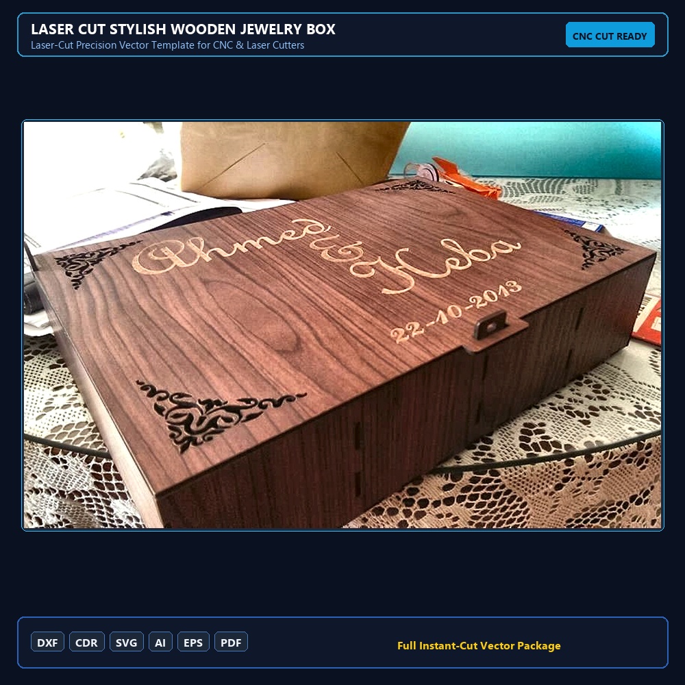 Laser Cut Stylish Wooden Jewelry Box