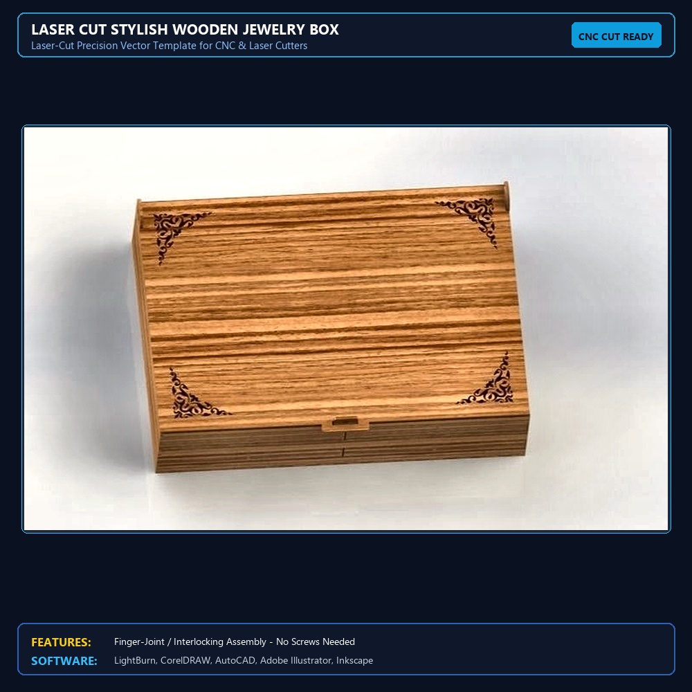Laser Cut Stylish Wooden Jewelry Box View 4