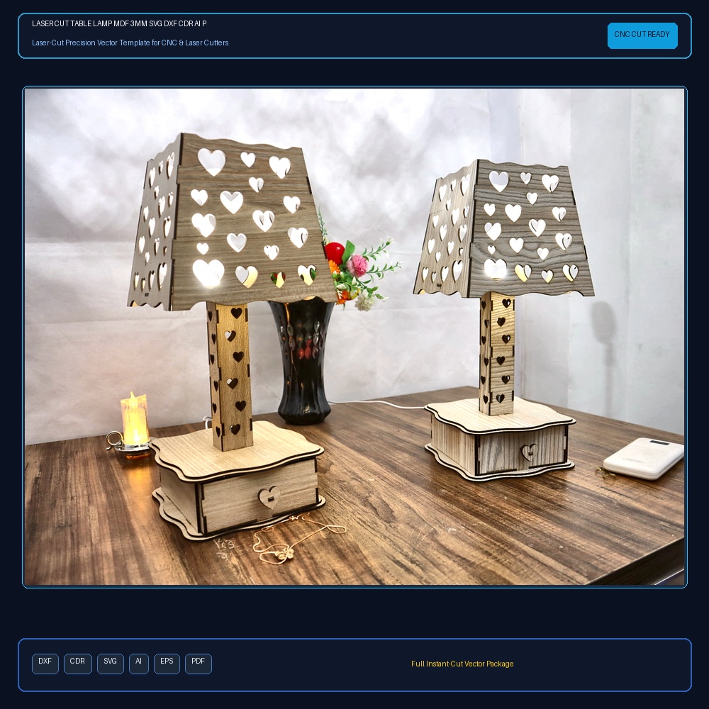 Laser Cut Table Lamp MDF 3mm