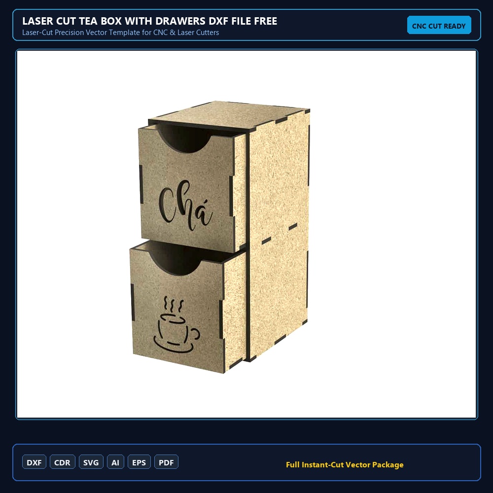 Laser Cut Tea Box With Drawers DXF File Free Download