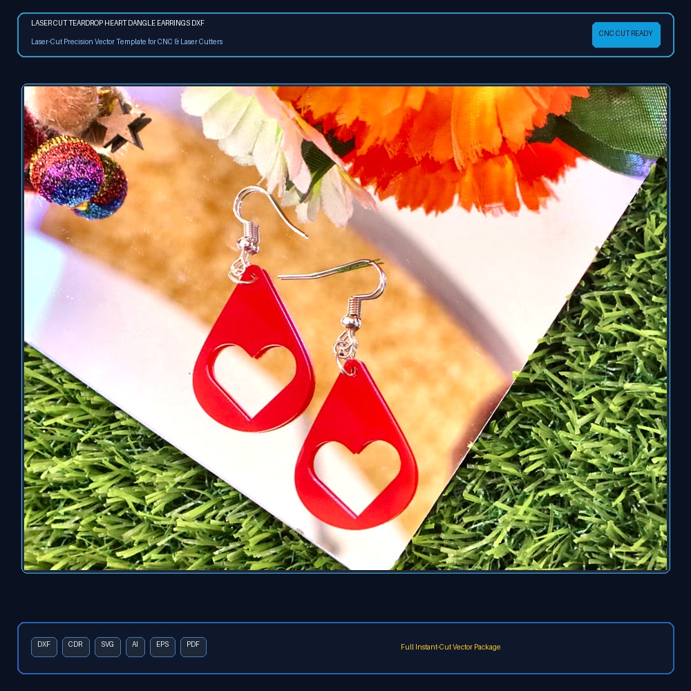 Laser Cut Teardrop Heart Dangle Earrings