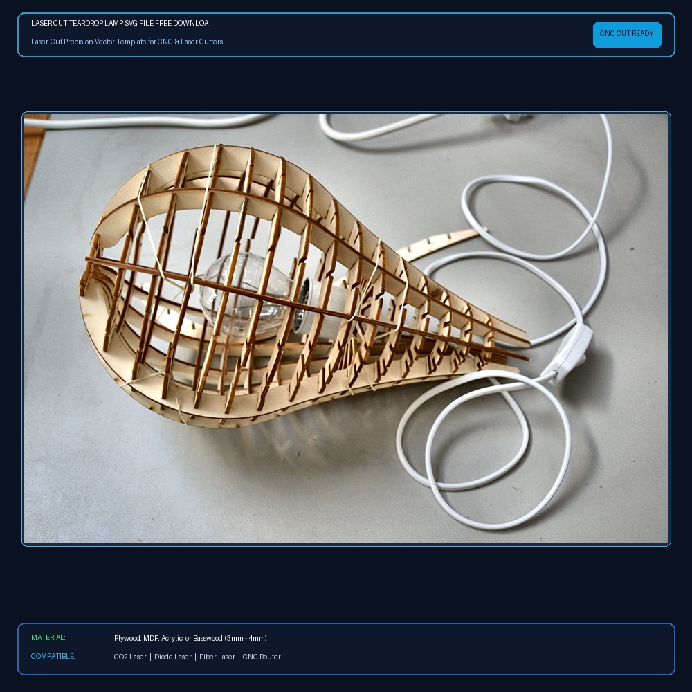 Laser Cut Teardrop Lamp SVG File Free Download View 2