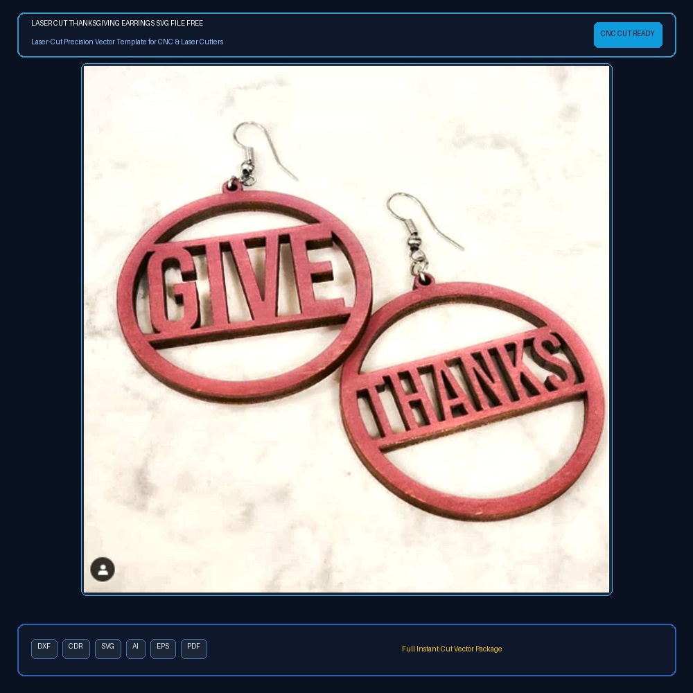 Laser Cut Thanksgiving Earrings SVG File Free Download