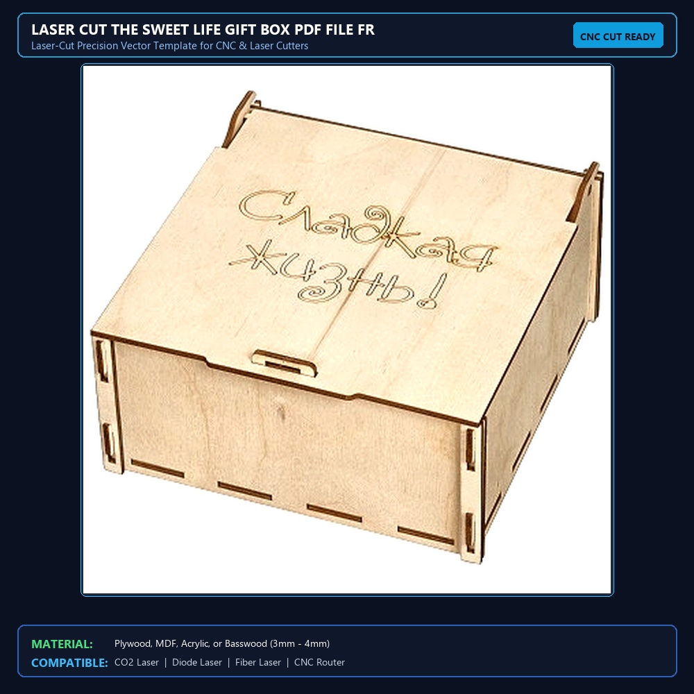 Laser Cut The Sweet Life Gift Box PDF File Free Download View 2