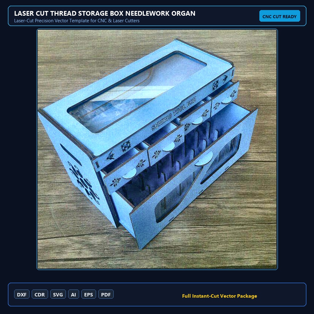 Laser Cut Thread Storage Box Needlework Organizer
