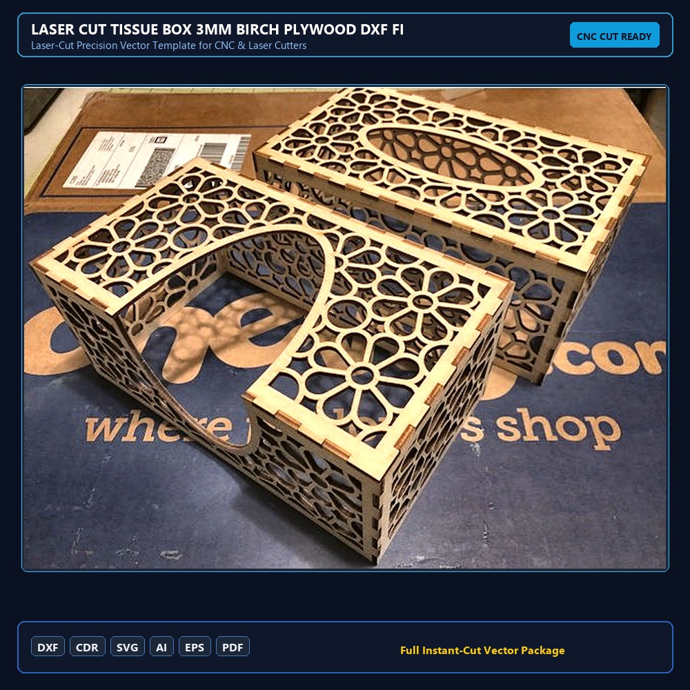 Laser Cut Tissue Box 3mm Birch Plywood