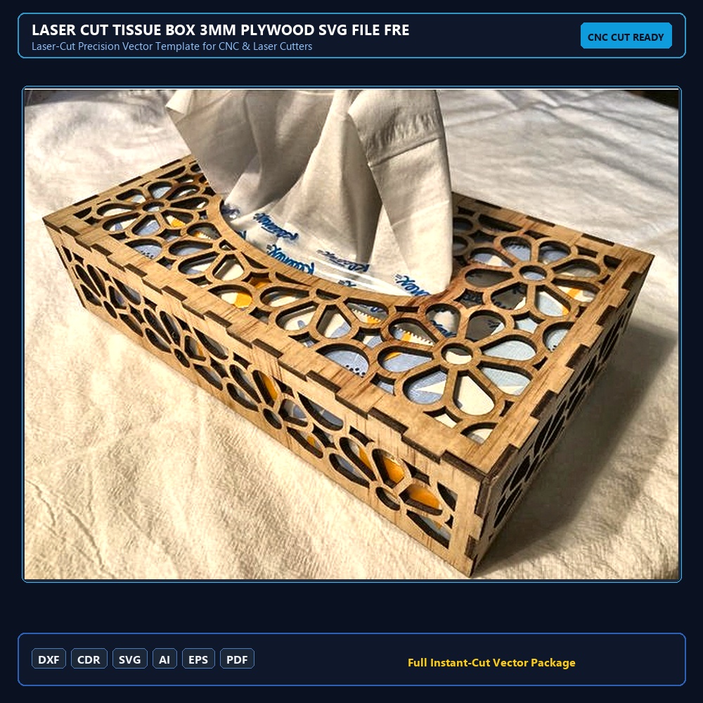 Laser Cut Tissue Box 3mm Plywood SVG File Free Download