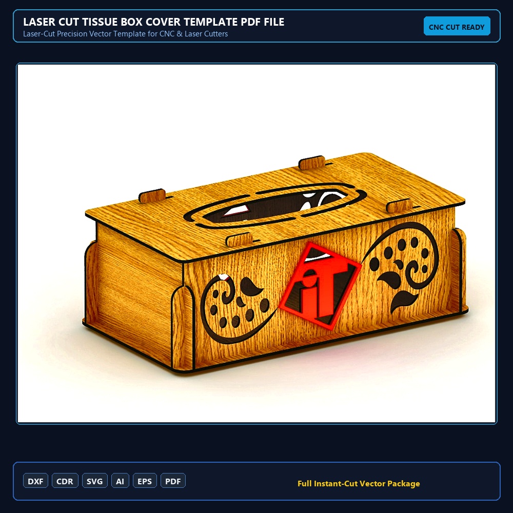Laser Cut Tissue Box Cover Template PDF File Free Download
