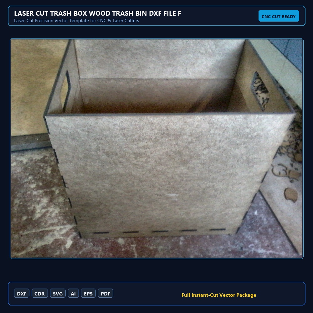 Laser Cut Trash Box Wood Trash Bin