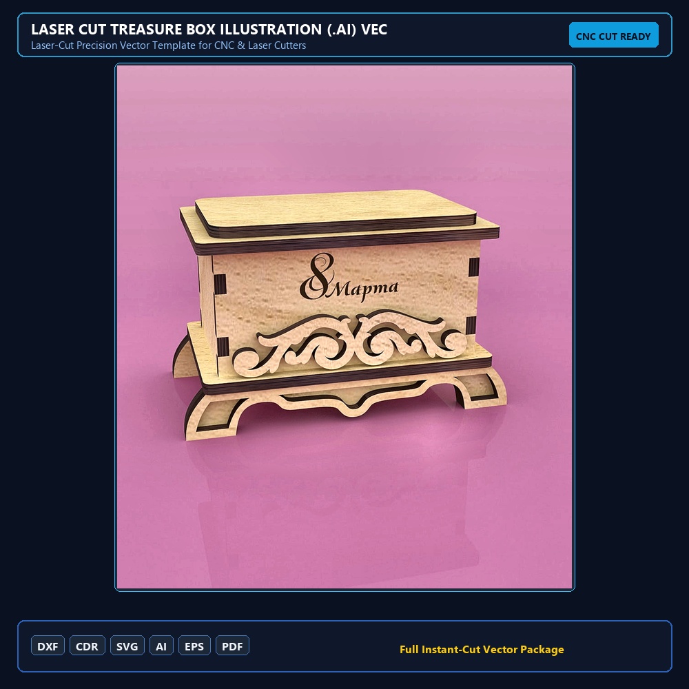 Laser Cut Treasure Box Illustration (.ai) vector file free download
