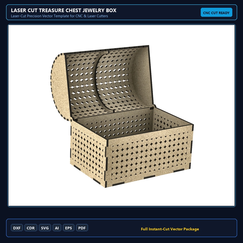 Laser Cut Treasure Chest Jewelry Box