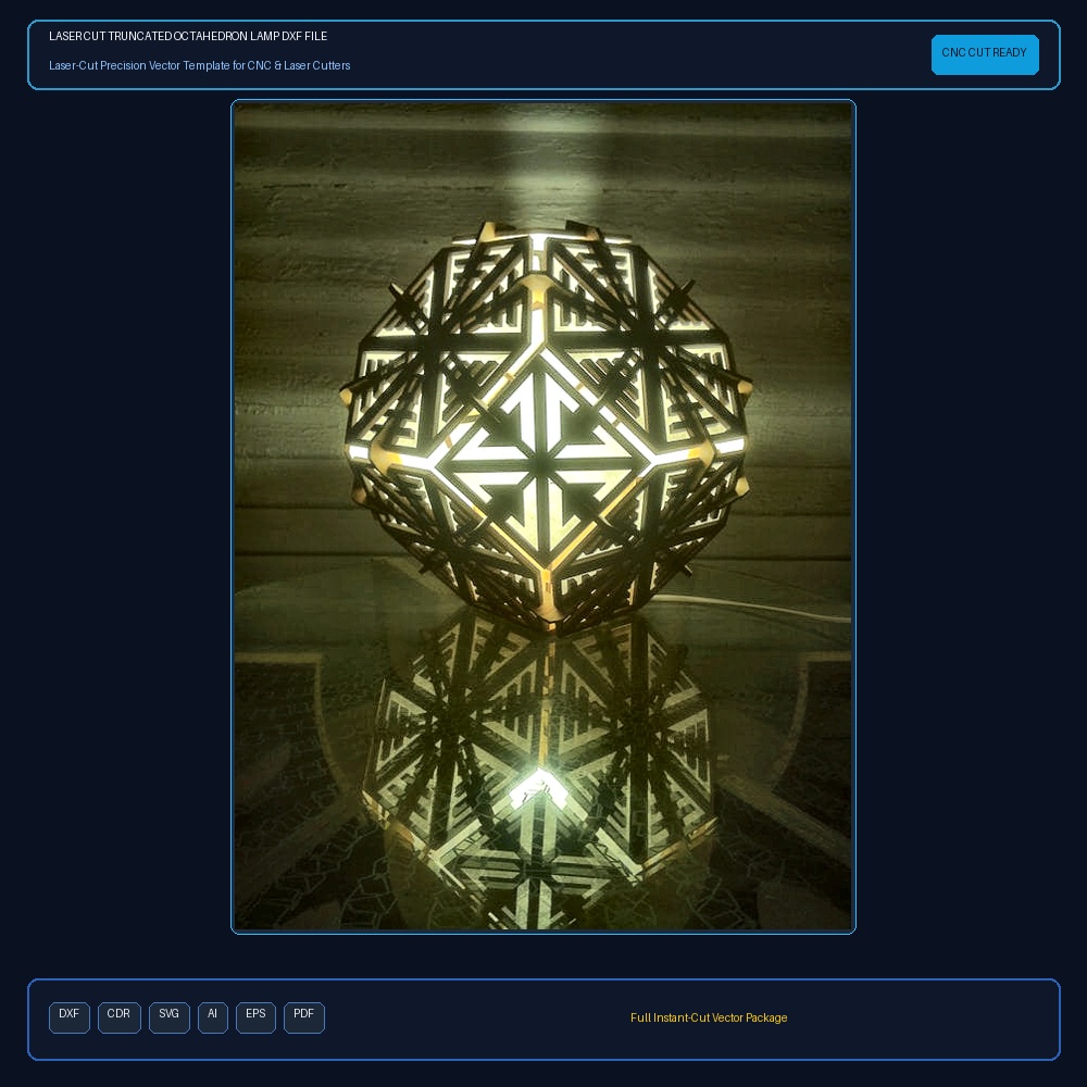 Laser Cut Truncated Octahedron Lamp DXF File Free Download