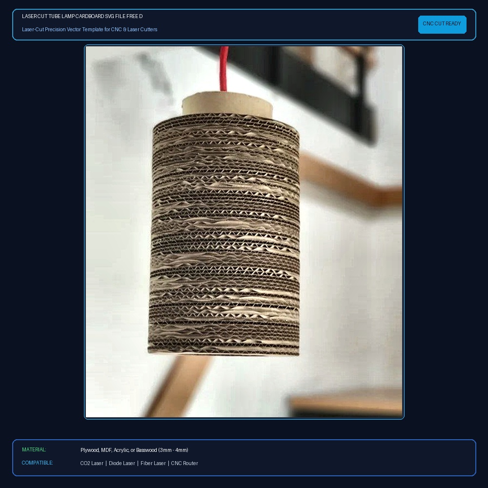 Laser Cut Tube Lamp Cardboard SVG File Free Download View 2