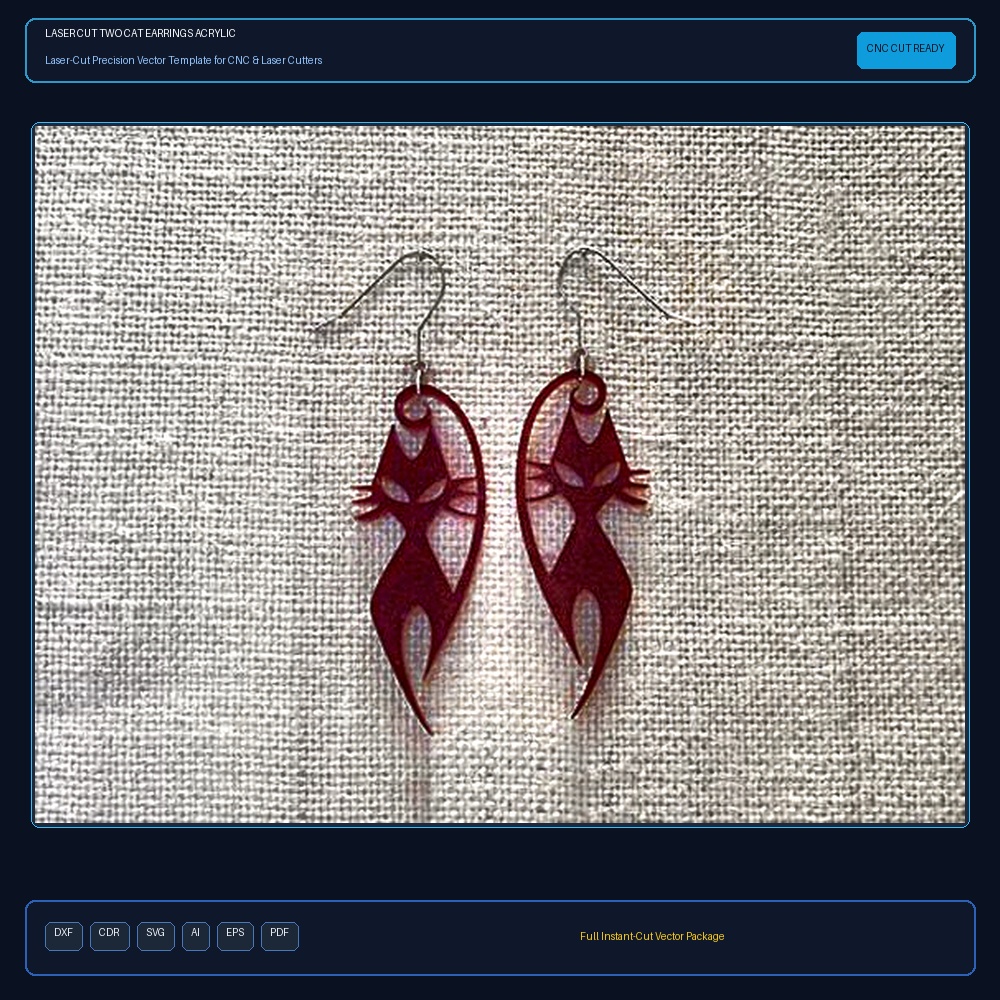 Laser Cut Two Cat Earrings Acrylic